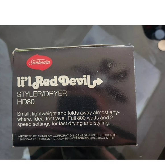 Sunbeam li'l Red Devil Hair Dryer New In Box Never Used Vintage Mint - Picture 5 of 5